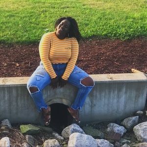 Plus Size High Waist Destroyed Skinny Jeans